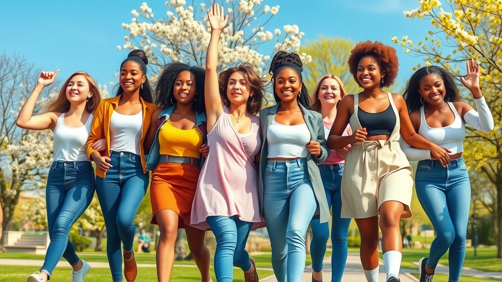 Uplifted women embracing mid-life anxiety counselling for women, walking together in a city park